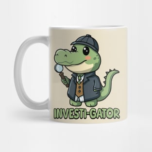 Investigator! Kawaii Baby Alligator Detective Cartoon Mug